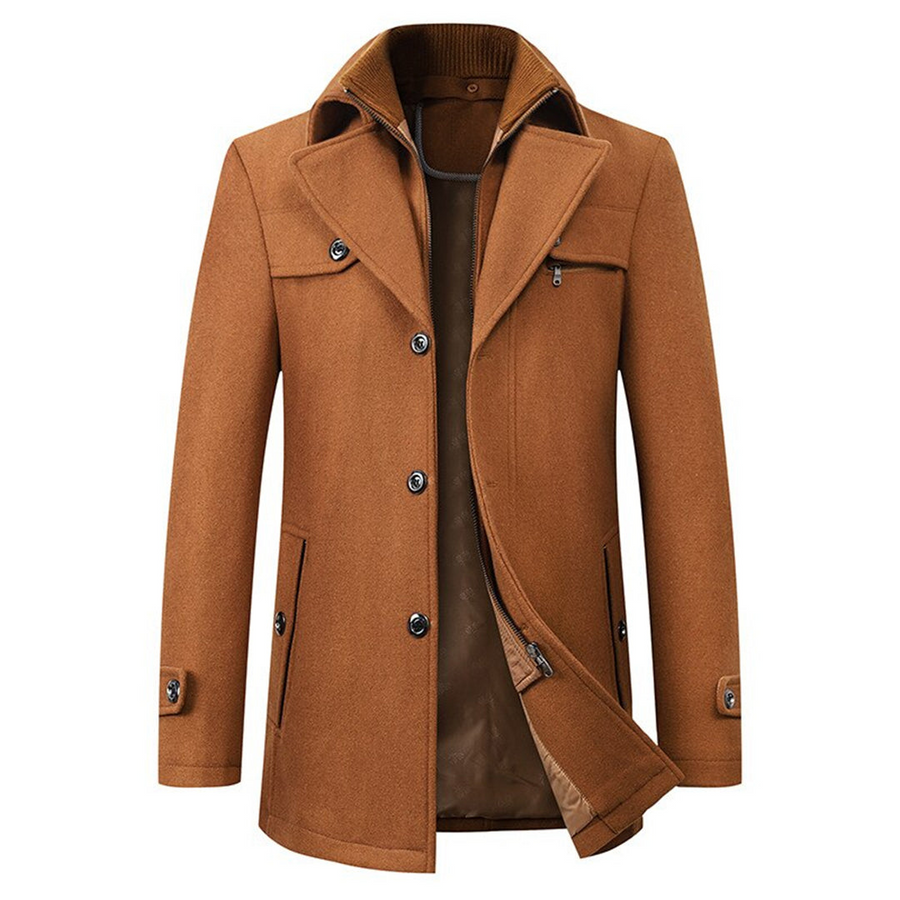 Men's Winter Coat Structured Fit – Warm Lined Elegance - Brown
