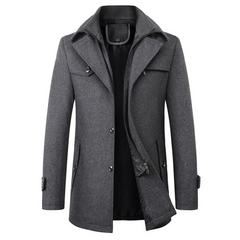 Men's Winter Coat Structured Fit – Warm Lined Elegance - Dark Grey