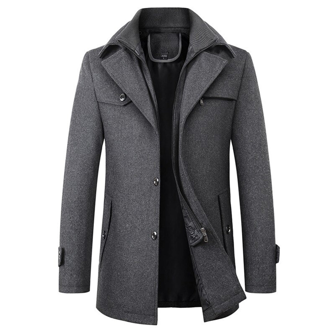 Men's Winter Coat Structured Fit – Warm Lined Elegance - Dark Grey