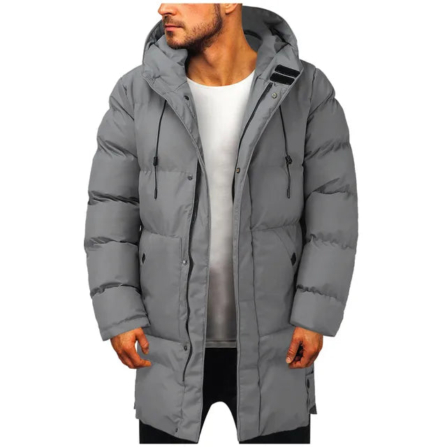 Men's Winter Jacket | Hooded | Long Length - Gray