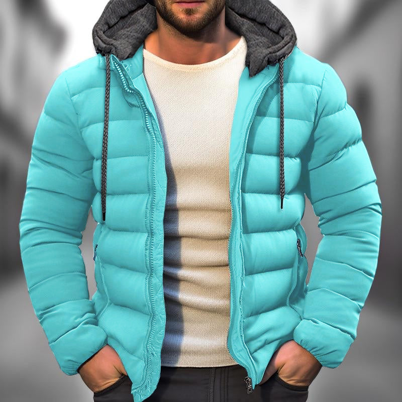 Men's Winter Jacket | Sherpa Lined | Quilted - Light Blue