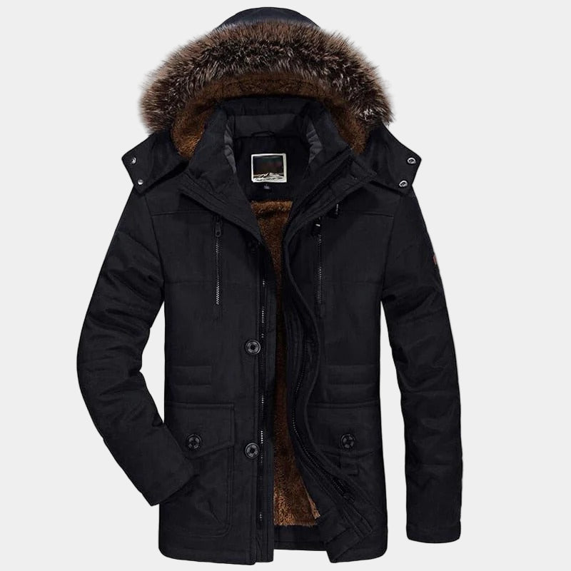 Men's Winter Parka | Fur Collar | Winter - Black