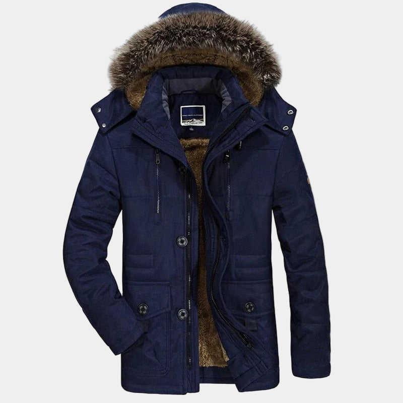 Men's Winter Parka | Fur Collar | Winter - Dark Navy