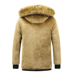 Men's Winter Parka Jacket - Fleece Lined with Faux Fur Hood