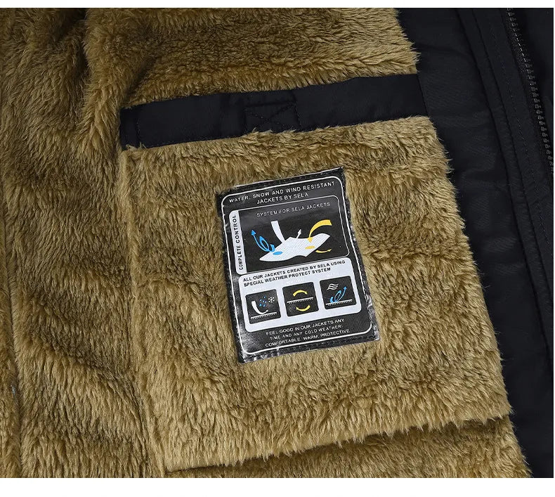 Men's Winter Parka Jacket - Fleece Lined with Faux Fur Hood