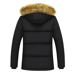 Men's Winter Parka Jacket - Fleece Lined with Faux Fur Hood
