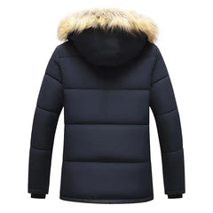 Men's Winter Parka Jacket - Fleece Lined with Faux Fur Hood