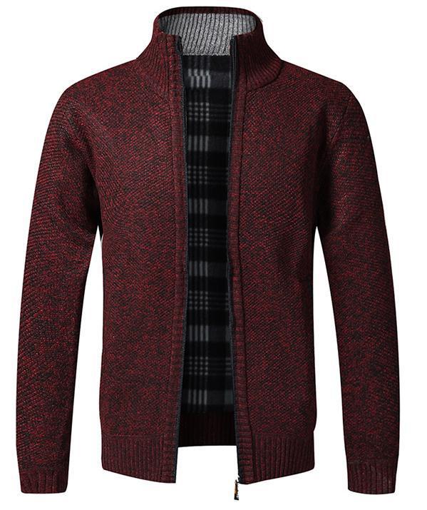 Men's Wool Blend Collared Vest - Classic Knit | Autumn - Wine Red