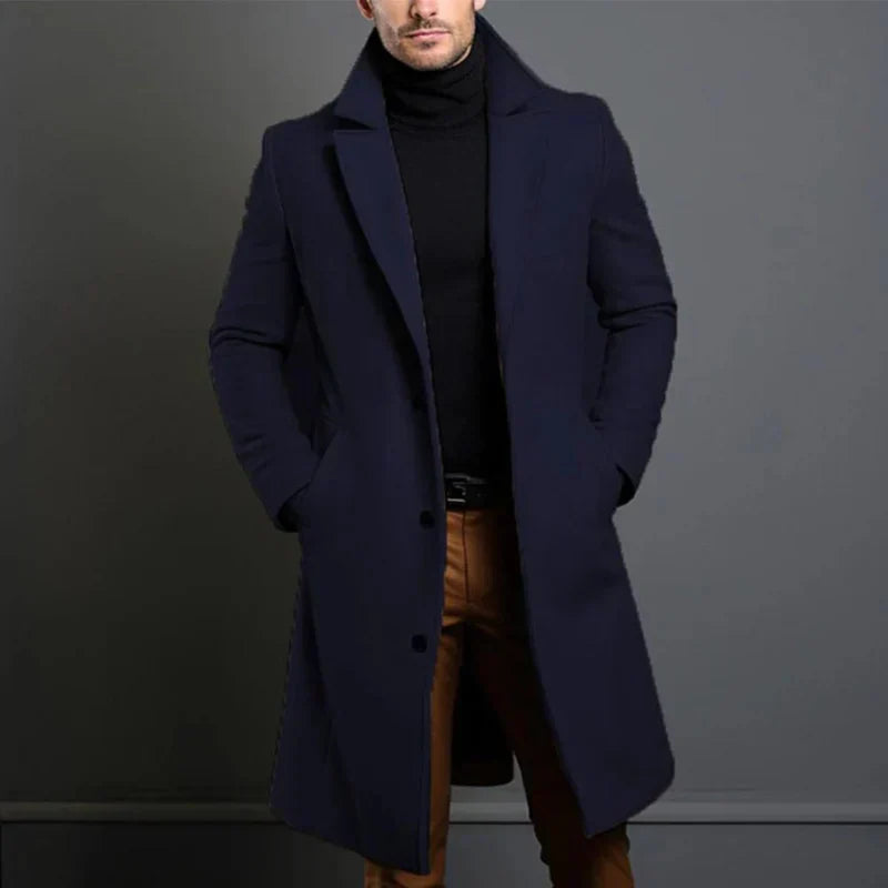 Men's Wool Jacket | Full-Length | Winter - Blue