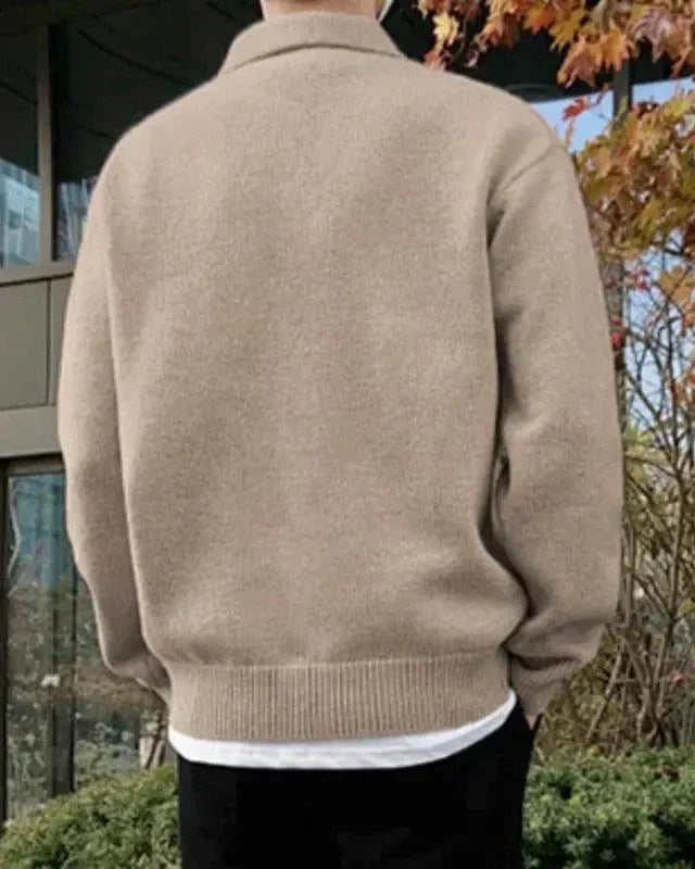 Men's Wool Knit Sweater | Polo Collar | Cozy | Autumn
