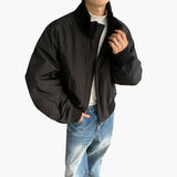 Men's Zip Bomber | Ribbed Trim | Autumn - Black