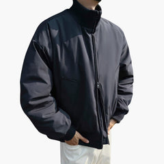Men's Zip Bomber | Ribbed Trim | Autumn - Navy
