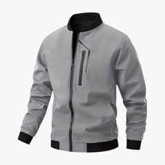 Men's Zip Bomber | Secure Pockets | Autumn - Gray