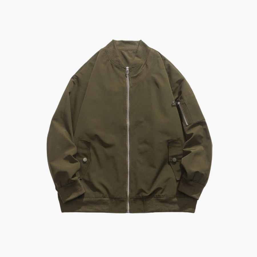 Men's Zip Bomber | Side Pockets | Winter - Olive
