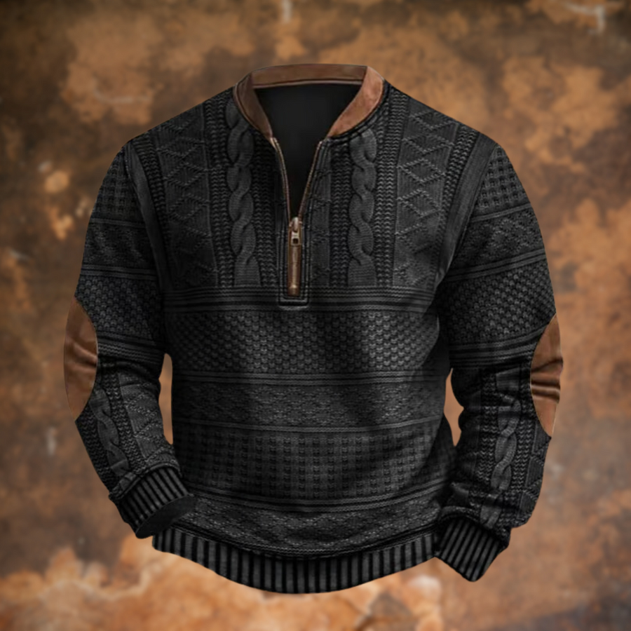 Men's Zip Pullover Sweater - Ethan | Autumn - Black
