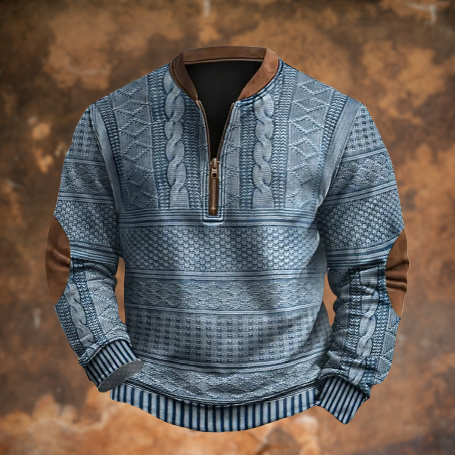 Men's Zip Pullover Sweater - Ethan | Autumn - Blue