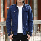 Men's Zip Up Casual Bomber Jacket - Classic Comfort Fit | Autumn - Blue