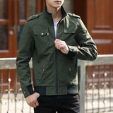 Men's Zip Up Casual Bomber Jacket - Classic Comfort Fit | Autumn - Green