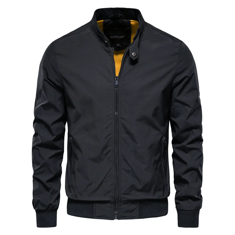 Men's Zip Up Classic Bomber Jacket - Lightweight Casual | Autumn - Black