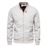 Men's Zip Up Classic Bomber Jacket - Lightweight Casual | Autumn - White