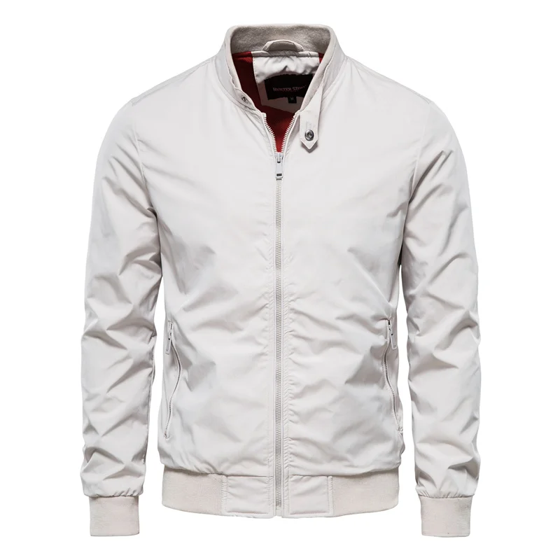 Men's Zip Up Classic Bomber Jacket - Lightweight Casual | Autumn - White