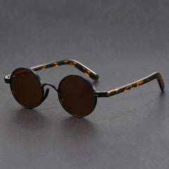 Unisex Round Metal Frame Sunglasses - Retro UV400 Protection - Black