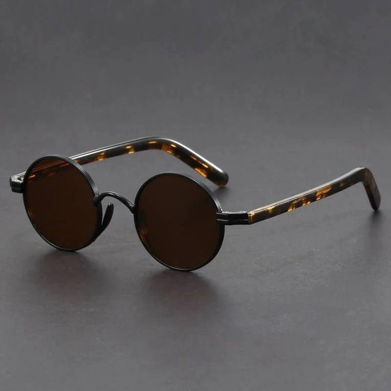 Unisex Round Metal Frame Sunglasses - Retro UV400 Protection - Black