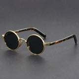 Unisex Round Metal Frame Sunglasses - Retro UV400 Protection - Gold