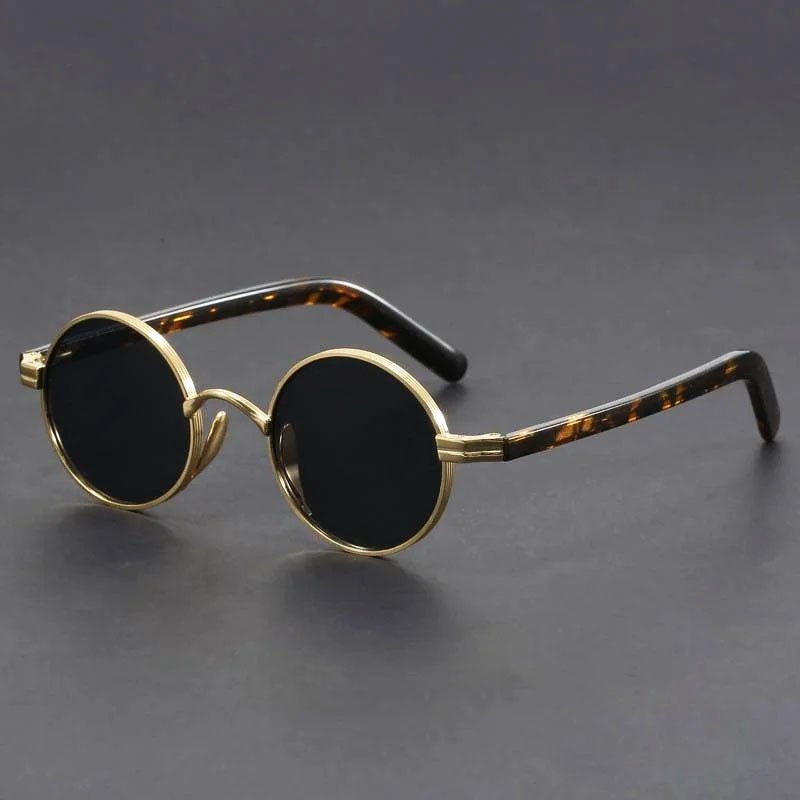Unisex Round Metal Frame Sunglasses - Retro UV400 Protection - Gold