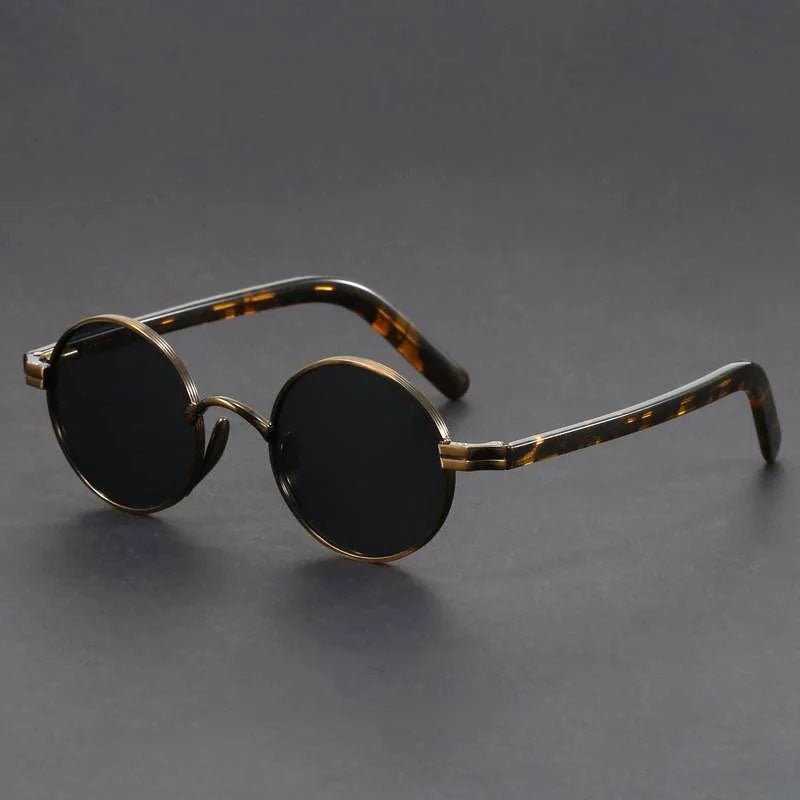 Unisex Round Metal Frame Sunglasses - Retro UV400 Protection - Grey