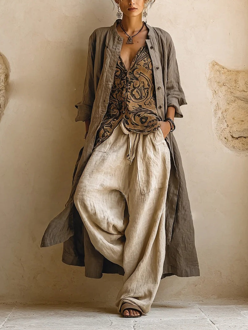 Women's 3-Piece Set with Top, Wide-Leg Pants & Vest - Casual | Summer