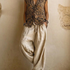 Women's 3-Piece Set with Top, Wide-Leg Pants & Vest - Casual | Summer