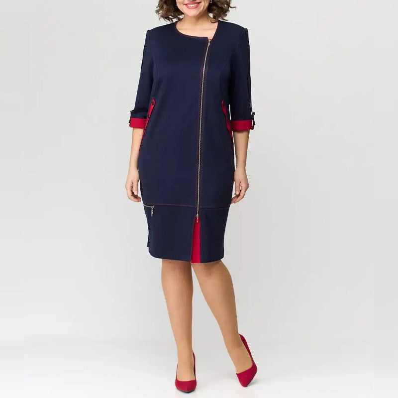 Women's A-Line Dress | Contrasting Details | Fall - Black