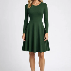 Women's A-Line Mini Dress | Long Sleeves | Elegant | Spring - Green