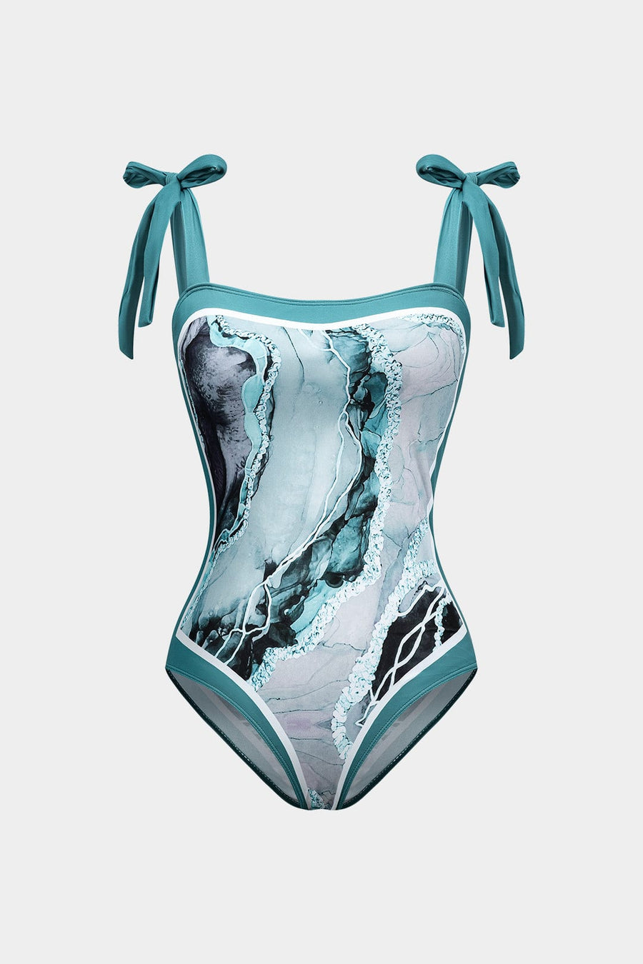 Women's Abstract Print Bikini Set with Tie Straps - Beach Cover Includ