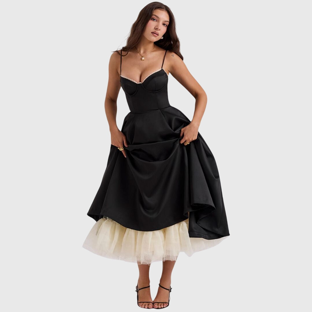 Women's Adjustable Strap Maxi Dress - Flowing Evening Elegance