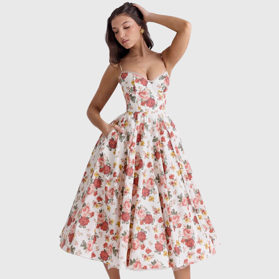 Women's Adjustable Strap Maxi Dress - Flowing Evening Elegance