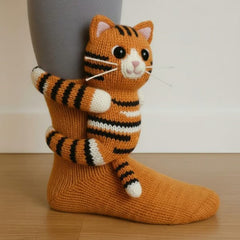 Women's Animal Design Socks - Cozy Comfort | Autumn - Cat