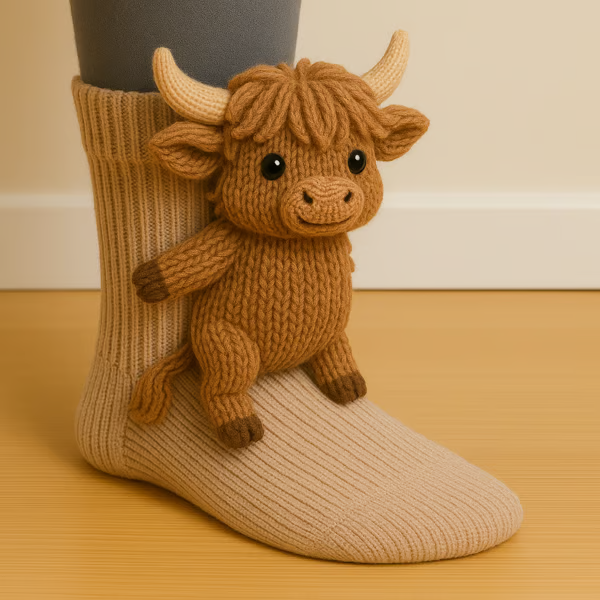 Women's Animal Design Socks - Cozy Comfort | Autumn - Highland Cow