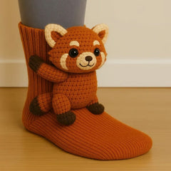 Women's Animal Design Socks - Cozy Comfort | Autumn - Red Panda