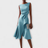 Women's Asymmetric Midi Dress - Elegant Sleeveless Design | Spring - Light Blue