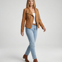 Women's Asymmetric Zip Tailored Faux Suede Biker Jacket | Autumn