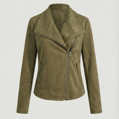 Women's Asymmetric Zip Tailored Faux Suede Biker Jacket | Autumn