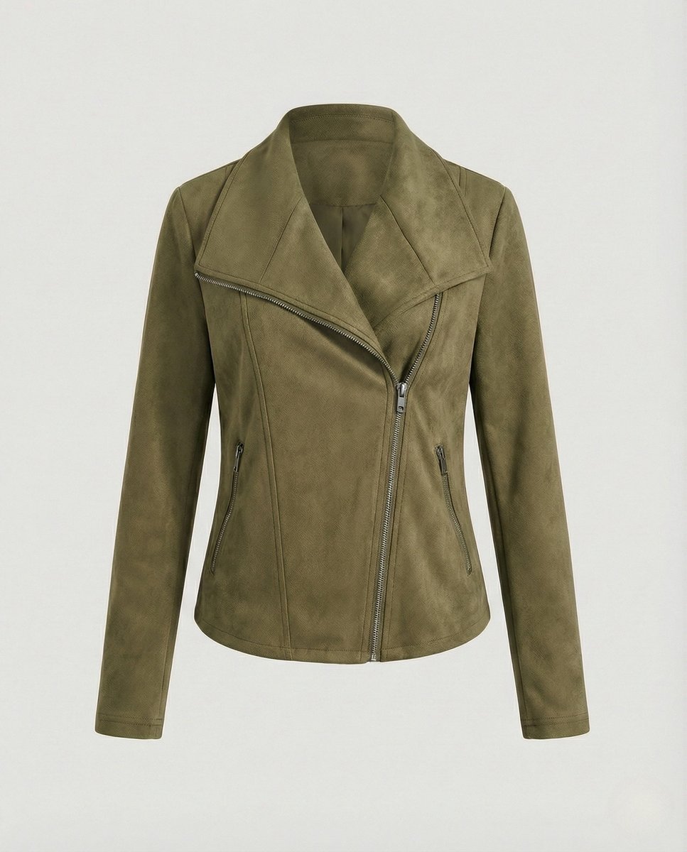 Women's Asymmetric Zip Tailored Faux Suede Biker Jacket | Autumn