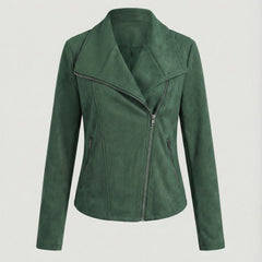 Women's Asymmetric Zip Tailored Faux Suede Biker Jacket | Autumn