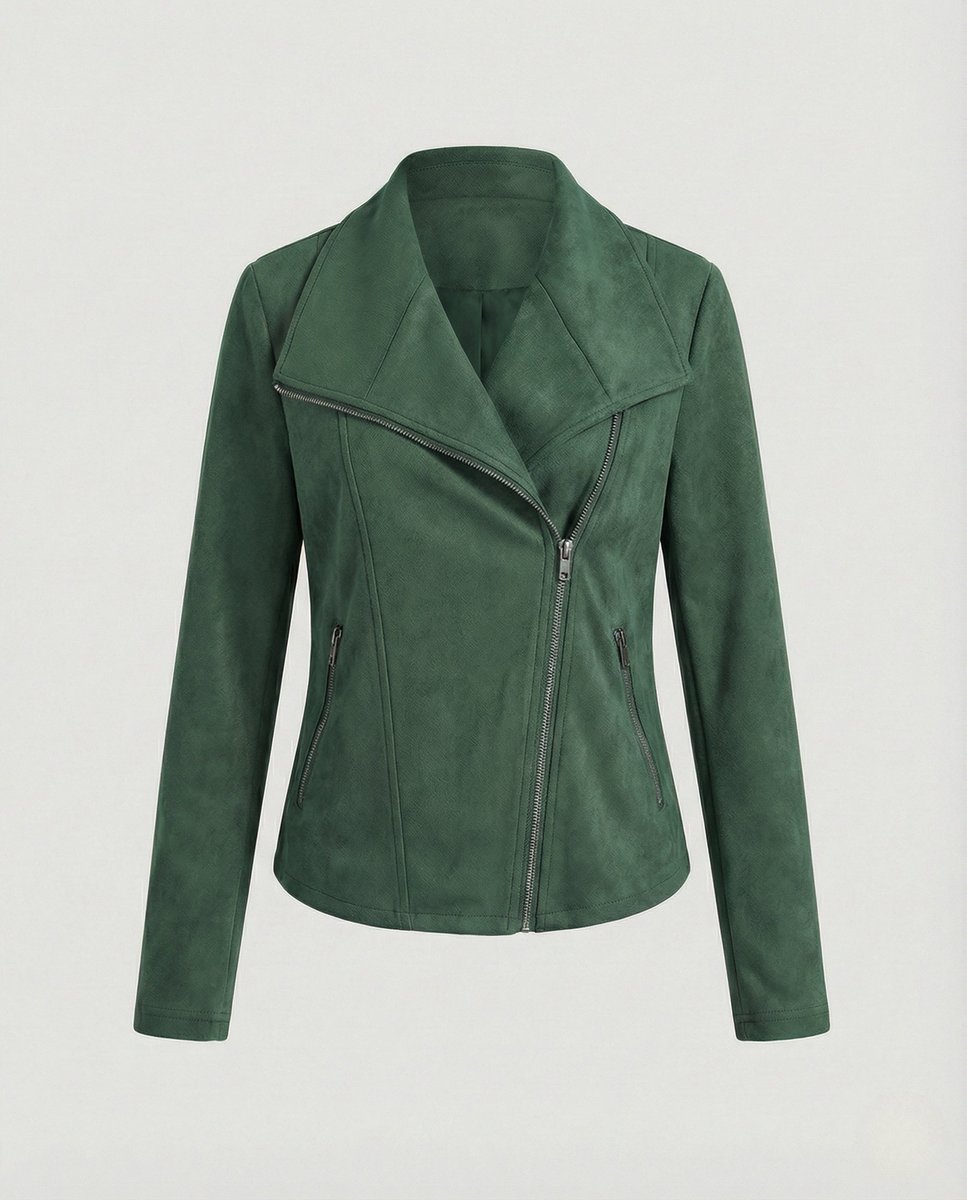 Women's Asymmetric Zip Tailored Faux Suede Biker Jacket | Autumn