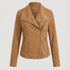 Women's Asymmetric Zip Tailored Faux Suede Biker Jacket | Autumn