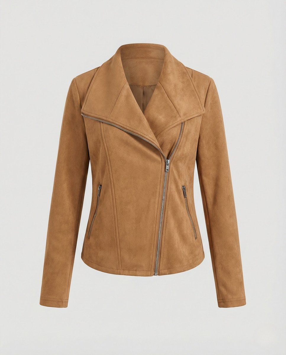 Women's Asymmetric Zip Tailored Faux Suede Biker Jacket | Autumn