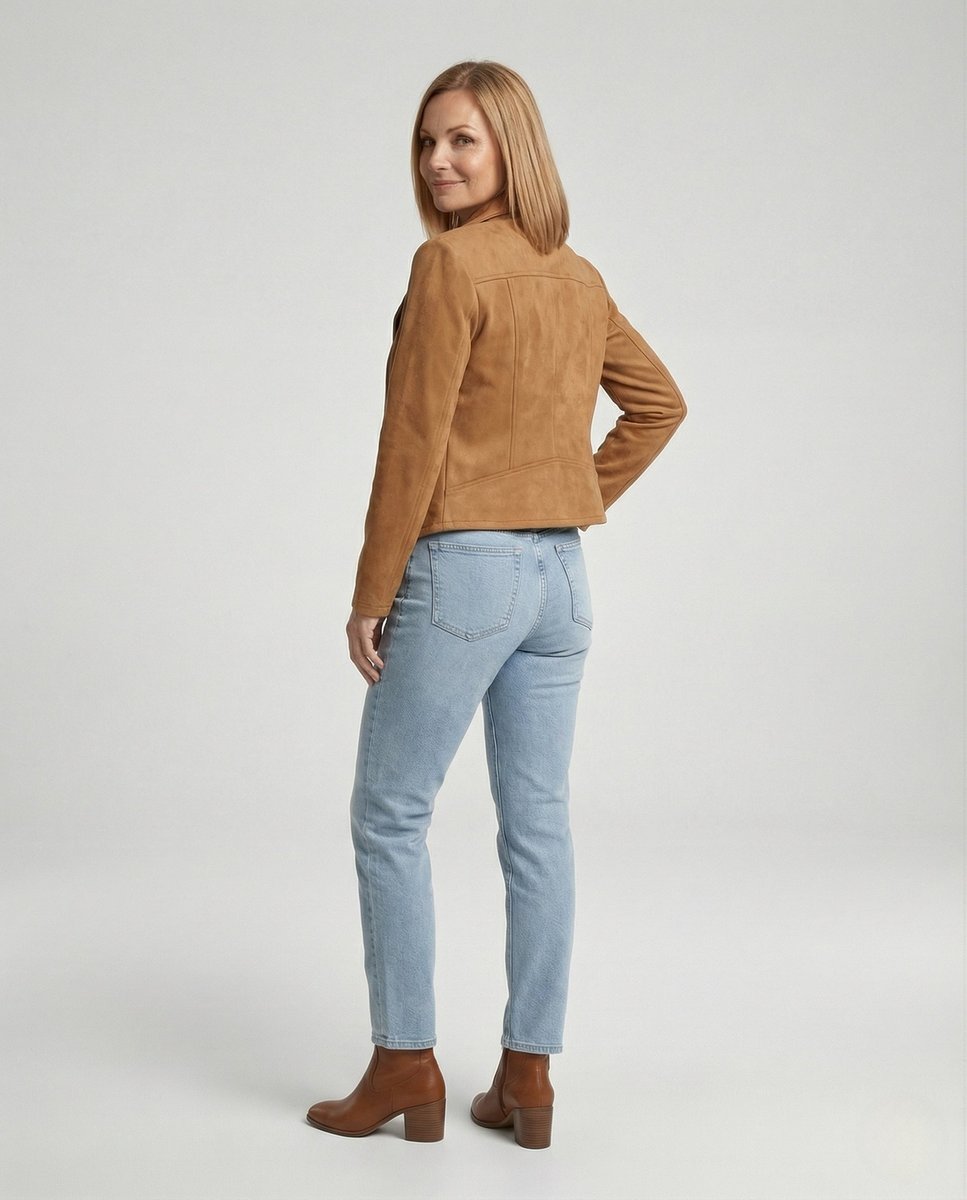 Women's Asymmetric Zip Tailored Faux Suede Biker Jacket | Autumn