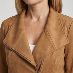 Women's Asymmetric Zip Tailored Faux Suede Biker Jacket | Autumn